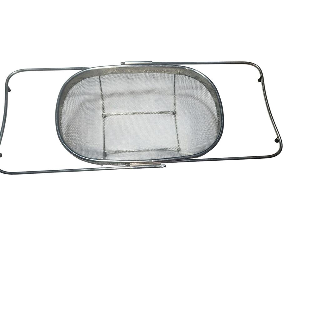 OVER THE SINK STAINLESS STEEL OVAL FINE MESH COLANDER STRAINER